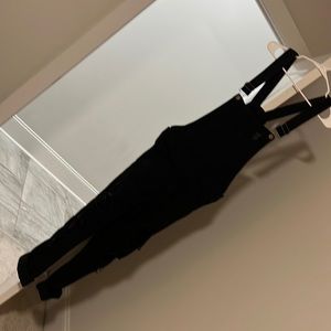 Black distressed overalls medium